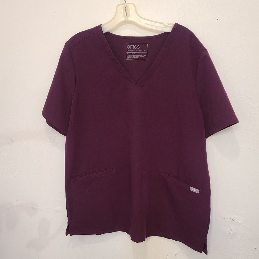 Figs Casma Scrub Top in Deep Purple